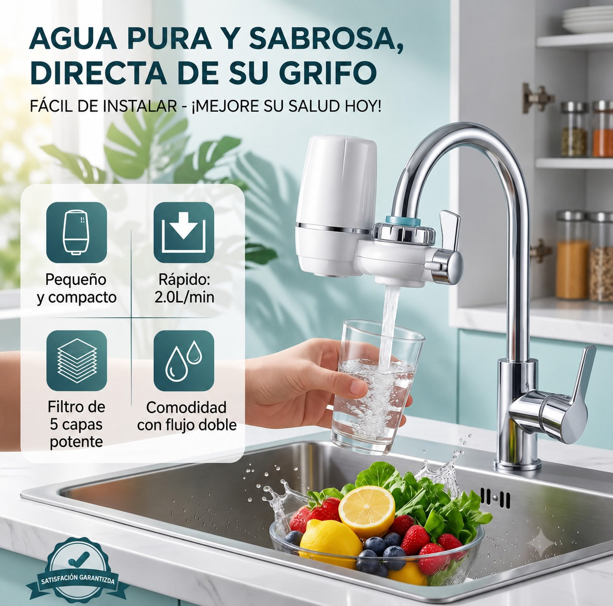 ¡AGUA PURA, FRESCA Y SALUDABLE DIRECTO DESDE TU GRIFO!